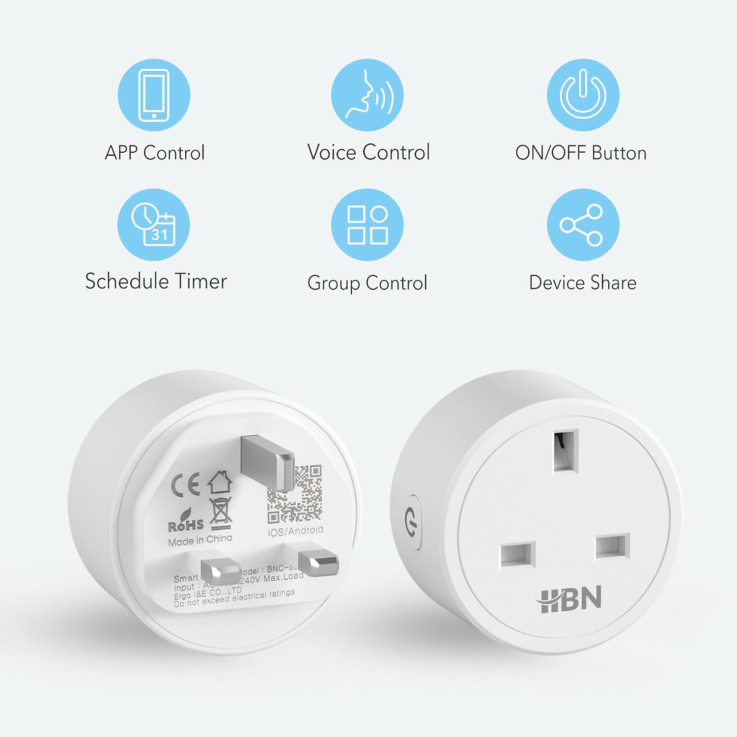 HBN Smart Plug WiFi Socket Work with Alexa Echo and Google Home, Smart Timer Plug, No Hub Required, 2.4Ghz Only (13A/3120W,1 Pack) - Image 2