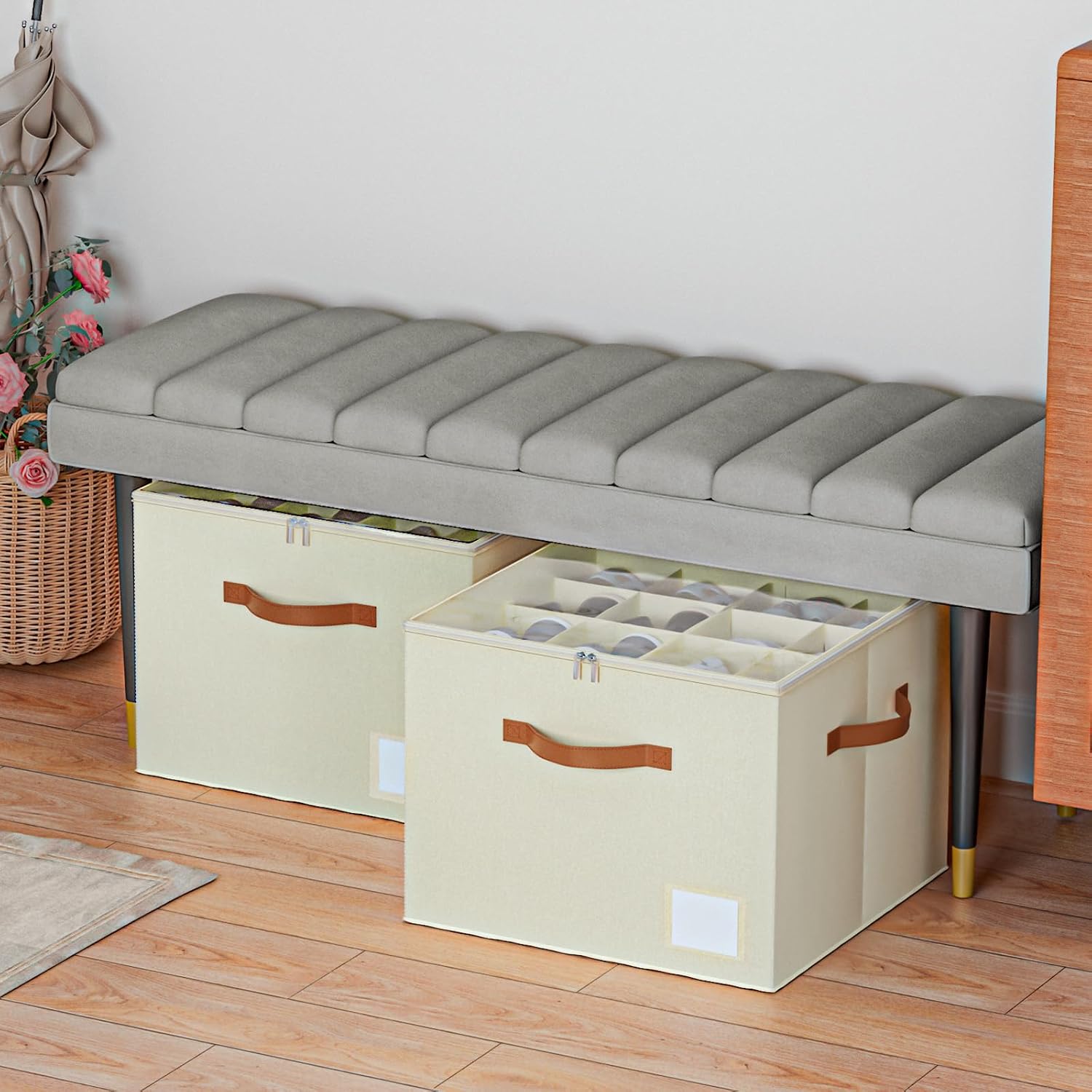 Storivo Shoe Storage Organiser Box 16 Pairs, Clear Lid, Adjustable Dividers - Image 7
