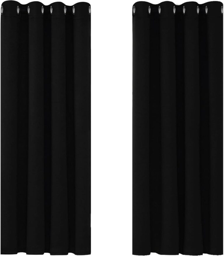 Deconovo Blackout Curtains Bedroom Thermal Black Curtains 46"x 54" 1 Pair