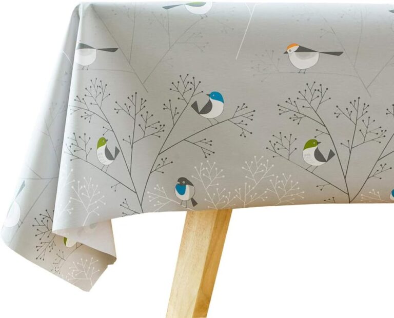 Table Cloth Wipe Clean Tablecloth Wipeable PVC Plastic Waterproof Rectangular Table Cover Protector for Kitchen Picnic Outdoor Indoor Birds 137x185 cm