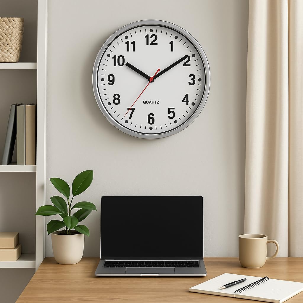 BH | Wall Clock 9" Silent | Non Ticking Decorative Modern Quartz Clocks - Image 4