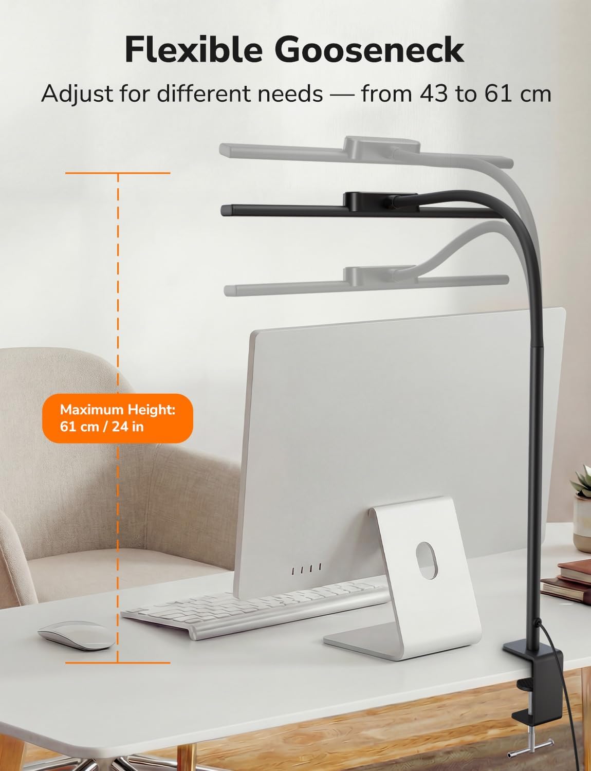 Lepro Clamp Desk Lamp, 700lm Dimmable Eye-Caring LED Desk Light for Monitor - Image 7