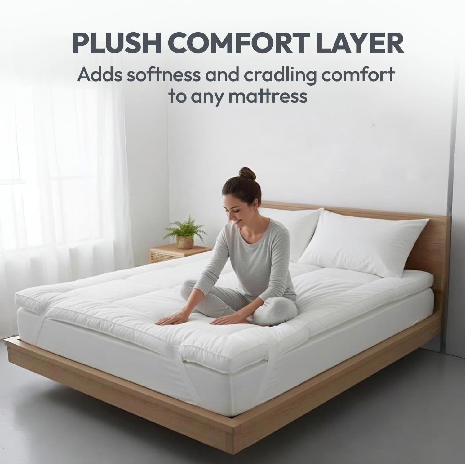 delka Luxury Mattress Toppers -Extra Thick Bed Topper for Back Pain Relief, Breathable & Hypoallergenic -Soft Quilted Cover, Deep Elastic Straps -Bed Topper UK (Double) - Image 3