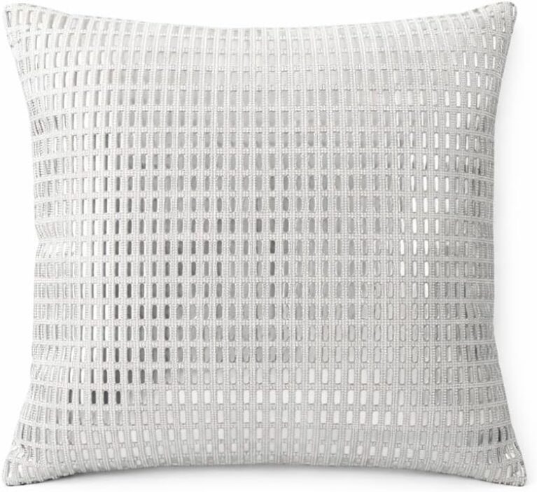 White Beads Embedded Luxurious Sparkling Cushion cover with Crystal Glass Diamante and a Soft Dutch Velvet back Decorative Throw Cushion Cover. Silver & Grey 45x45cm (18x18Inch)