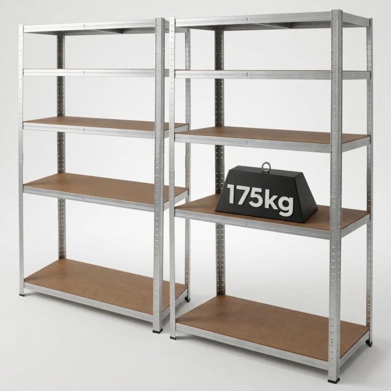 Harbour Housewares 5-Tier Steel Garage Shelving Units Set - Galvanised - 2 Pack Heavy Duty Free Standing Industrial Shed Storage Racking Shelves | Boltless Assembly | 875kg Capacity | 90 x 40 x 180cm