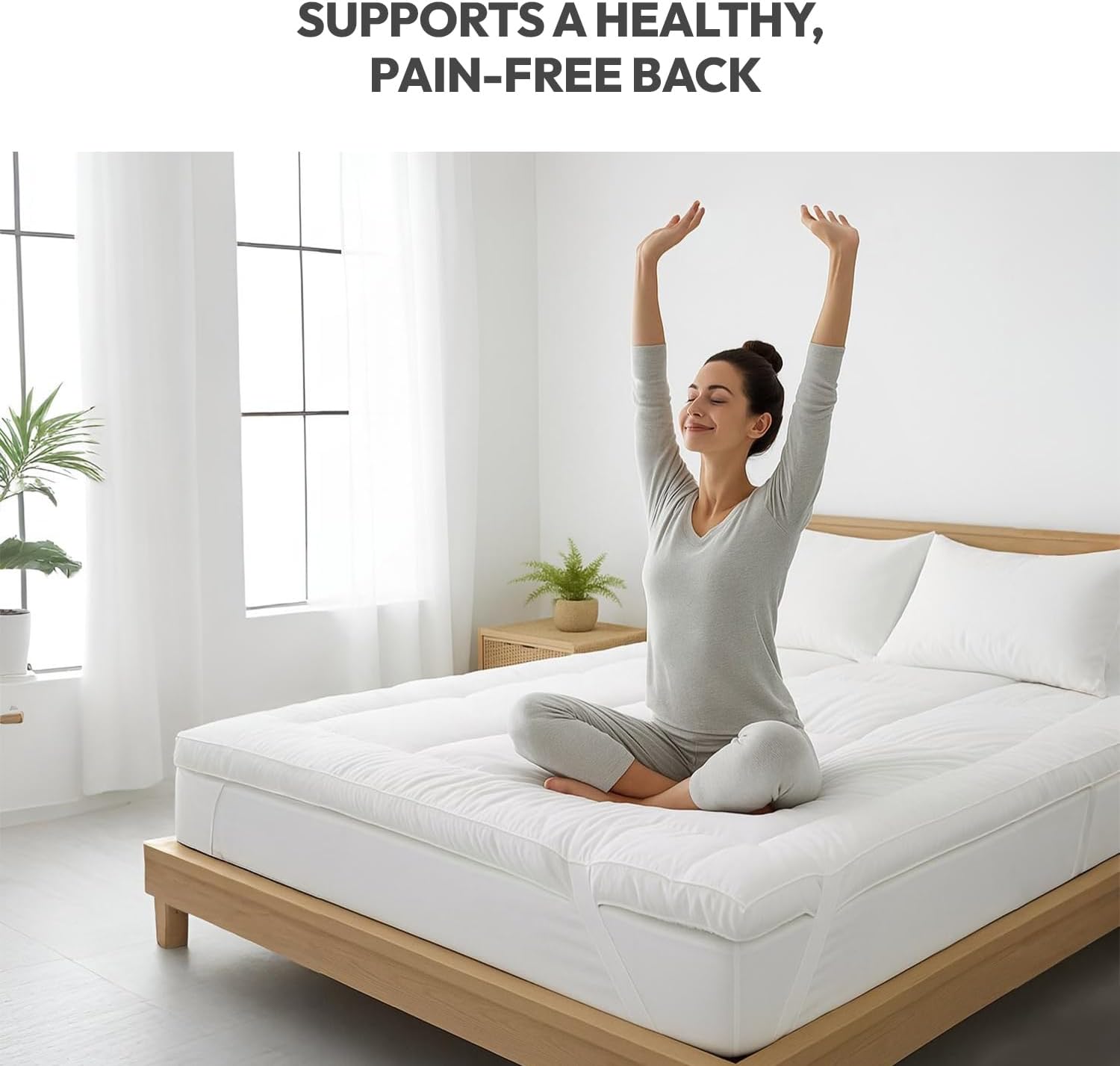 delka Luxury Mattress Toppers -Extra Thick Bed Topper for Back Pain Relief, Breathable & Hypoallergenic -Soft Quilted Cover, Deep Elastic Straps -Bed Topper UK (Double) - Image 8