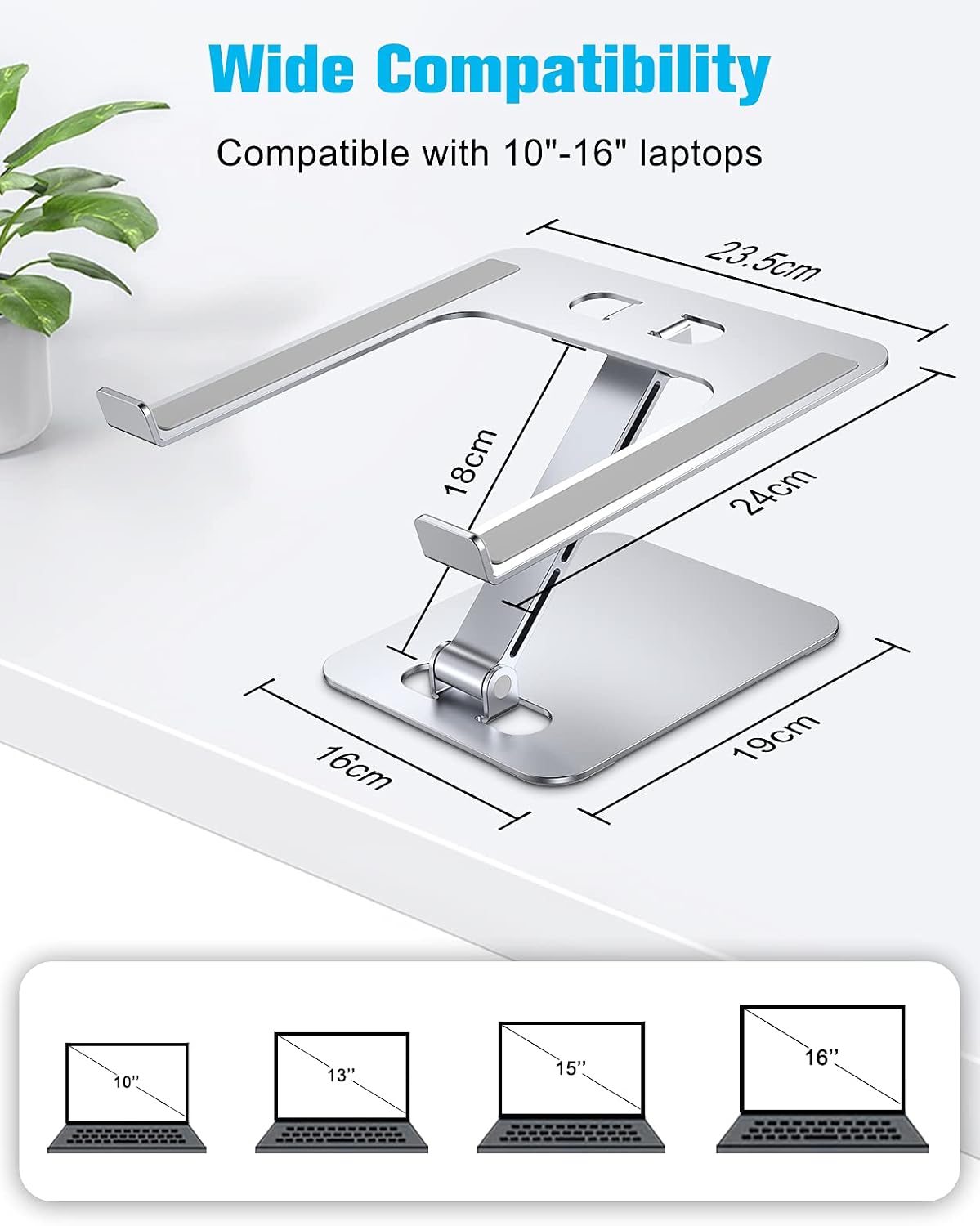 Babacom Laptop Stand, Ergonomic Foldable Computer Stand Adjustable Height - Image 5