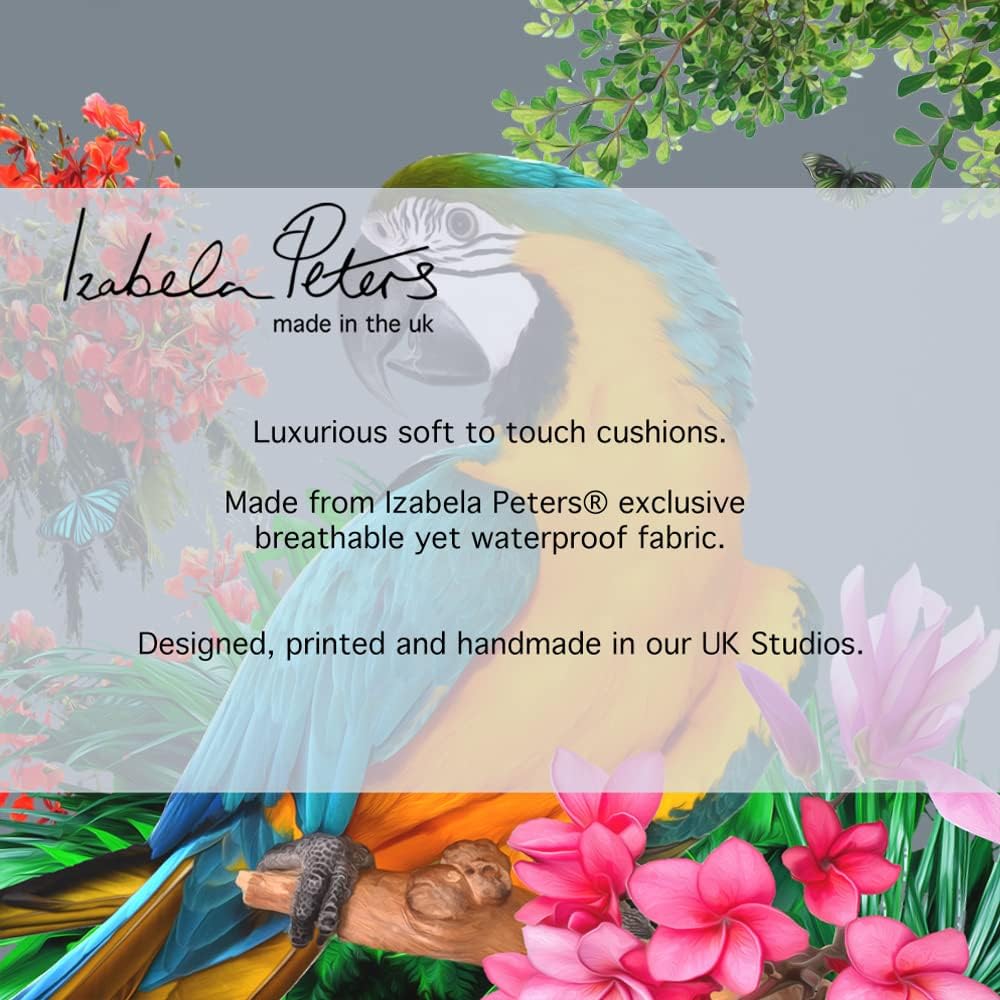 Izabela Peters Waterproof Cushions, 43 cm, Filled Outdoor Cushion, Princely Parrot - Grey, Garden Furniture Cushions - Image 4