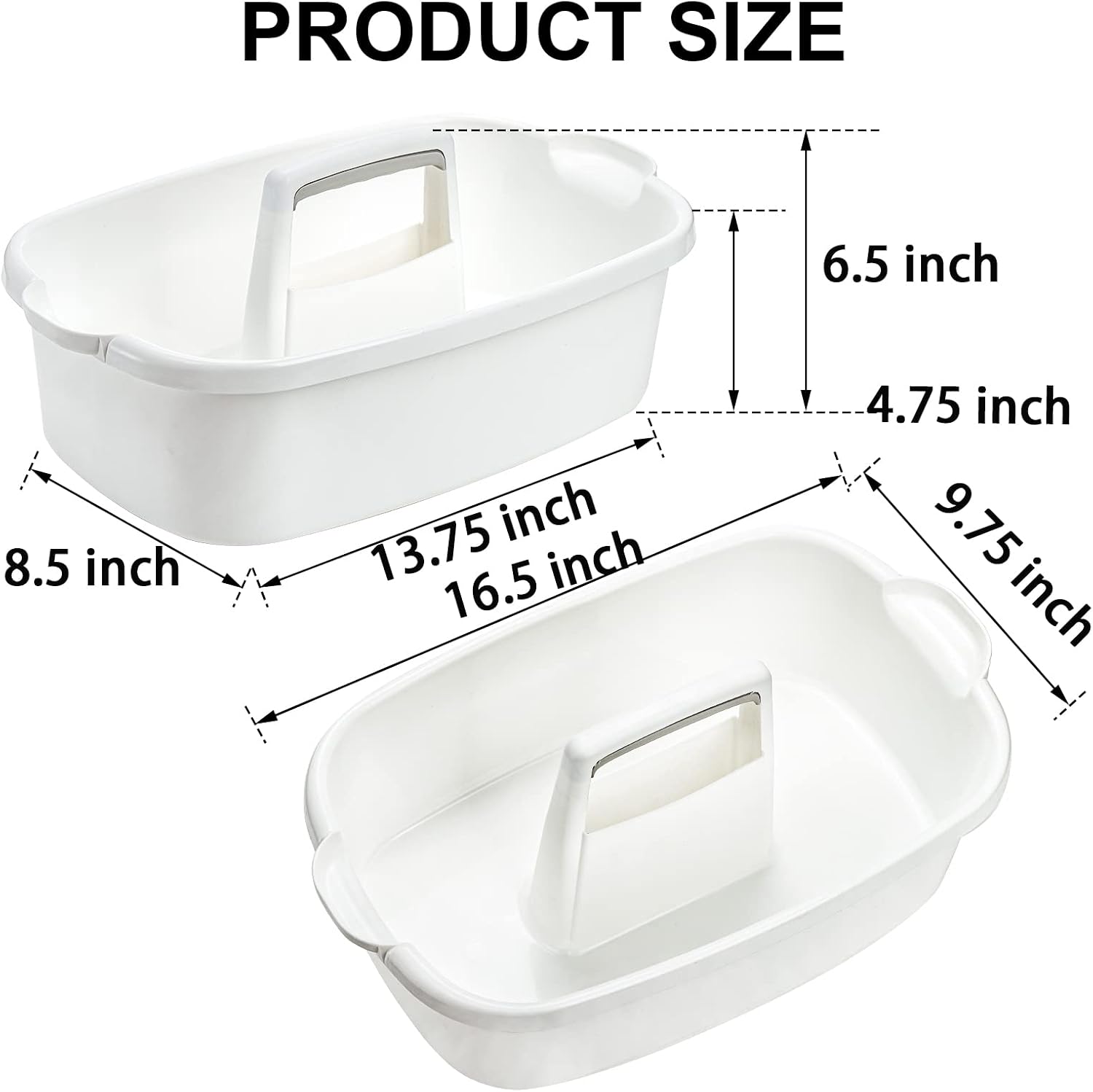 TOPZEA 2 Pack Cleaning Supplies Caddy, Large Plastic Cleaning Supply Organizer Bucket with Handle Portable Housekeeping Shower Tote Caddy Under Sink Tool Storage Baskets for Dorm, Bathroom, Kitchen - Image 2