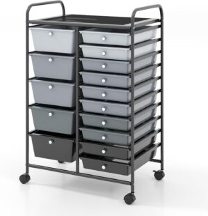COSTWAY 15 Drawers Storage Trolley,...