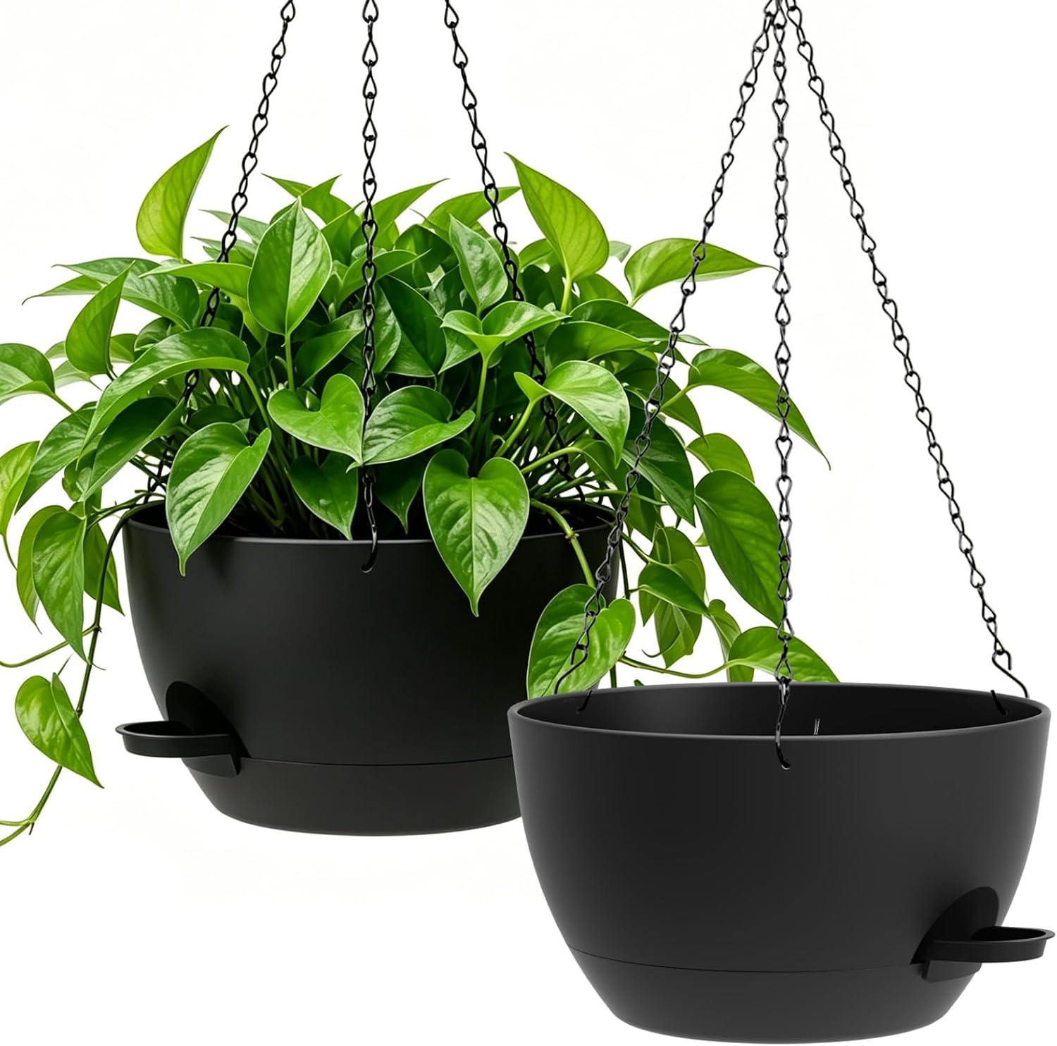 WSMKSZ 33cm Large Self Watering Hanging Baskets, 2 Pack Hanging Planters