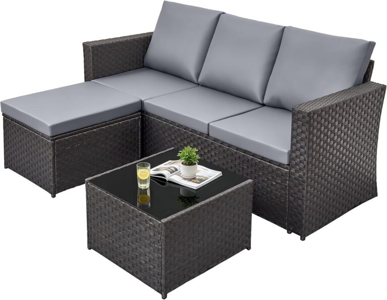 rattanstar 4 Seater Rattan Garden Furniture Set, Outdoor High-Back Sofa Set
