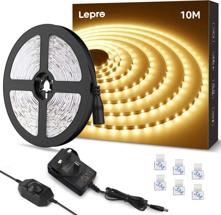 Lepro 10M LED Strip Light, Warm White 3000K, 2000LM 18W, Dimmable, Stick on