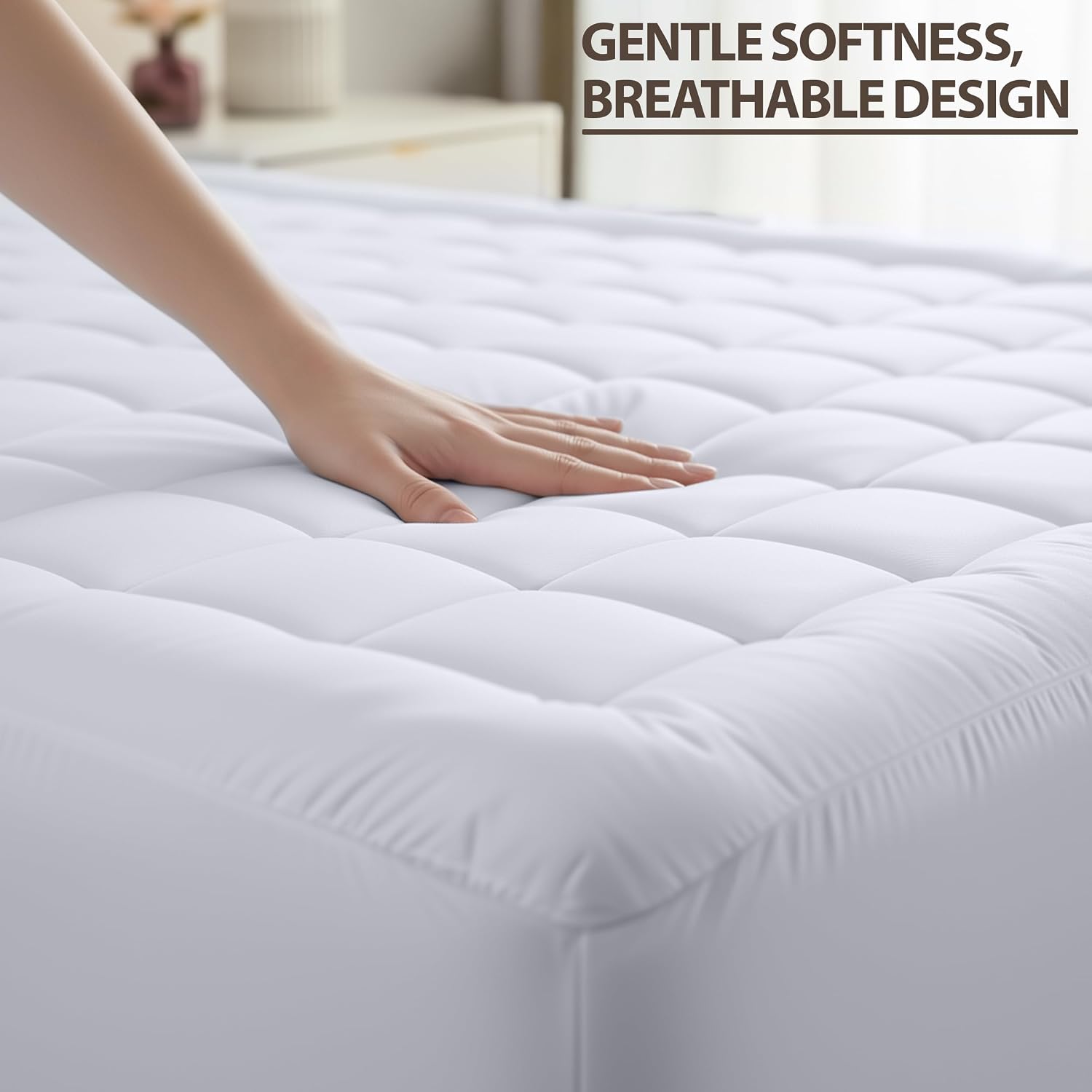 Utopia Bedding Mattress Topper Queen, Quilted Mattress Pad with Elastic Corner Straps, Deep Pocket Fit Up to 16 inches, Microfiber Filled Bed Topper, Soft & Comfortable - Image 4