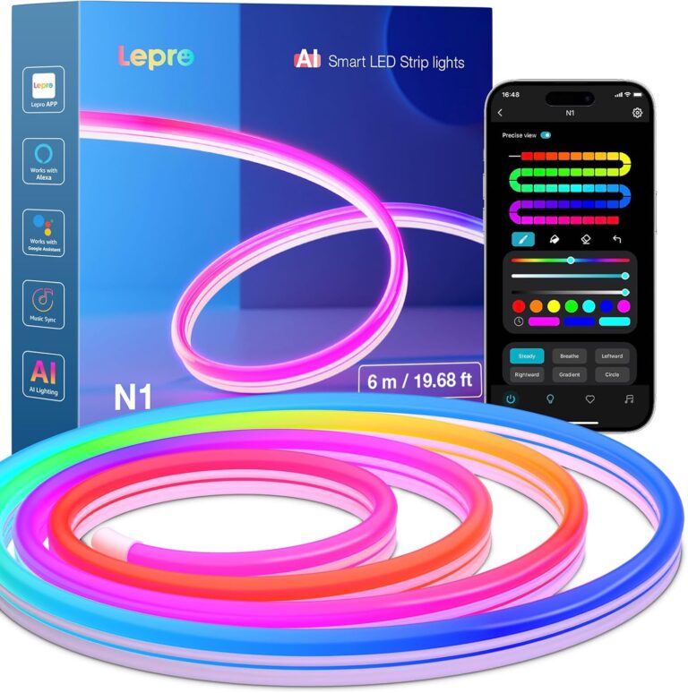 Lepro N1 AI Smart Neon Rope Light 6M RGB+IC, Spotless, IP65 Neon Lightstrip