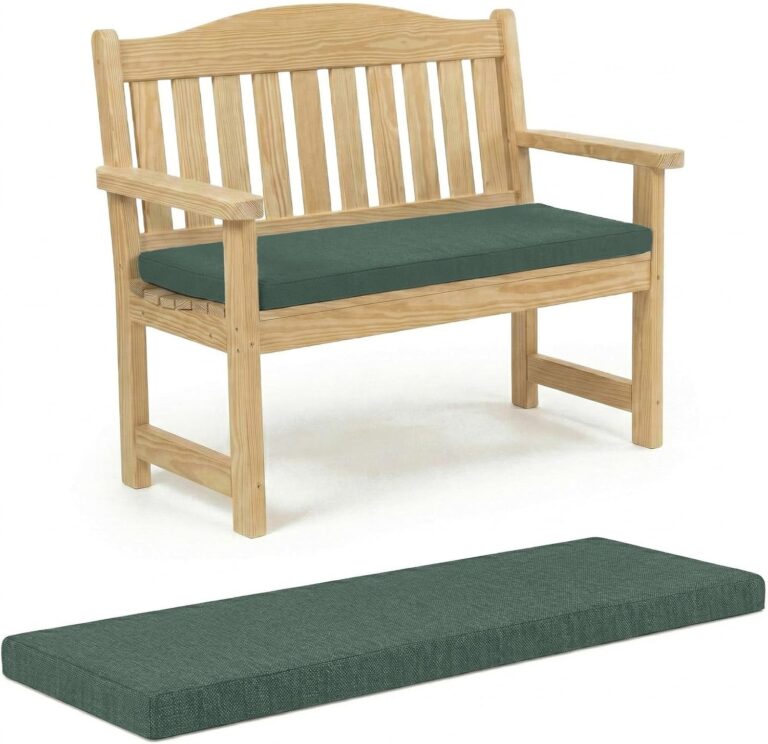 100% Waterproof Garden Bench Cushion 2/3/4 Seater Outdoor Long Bench Seat Pad for Lawn & Garden, Patio, Office, Coffee Shop with Removable Cover (2 Seater 108cm x 45cm x 5cm, Bottle Green)