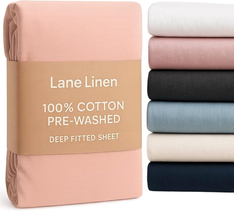 Double Fitted Sheet 100% Cotton – Deep Pocket 38cm – Pre-Washed Soft Percale – Hotel Quality Bottom Sheet – Breathable, Cool & Durable – Sepia Rose