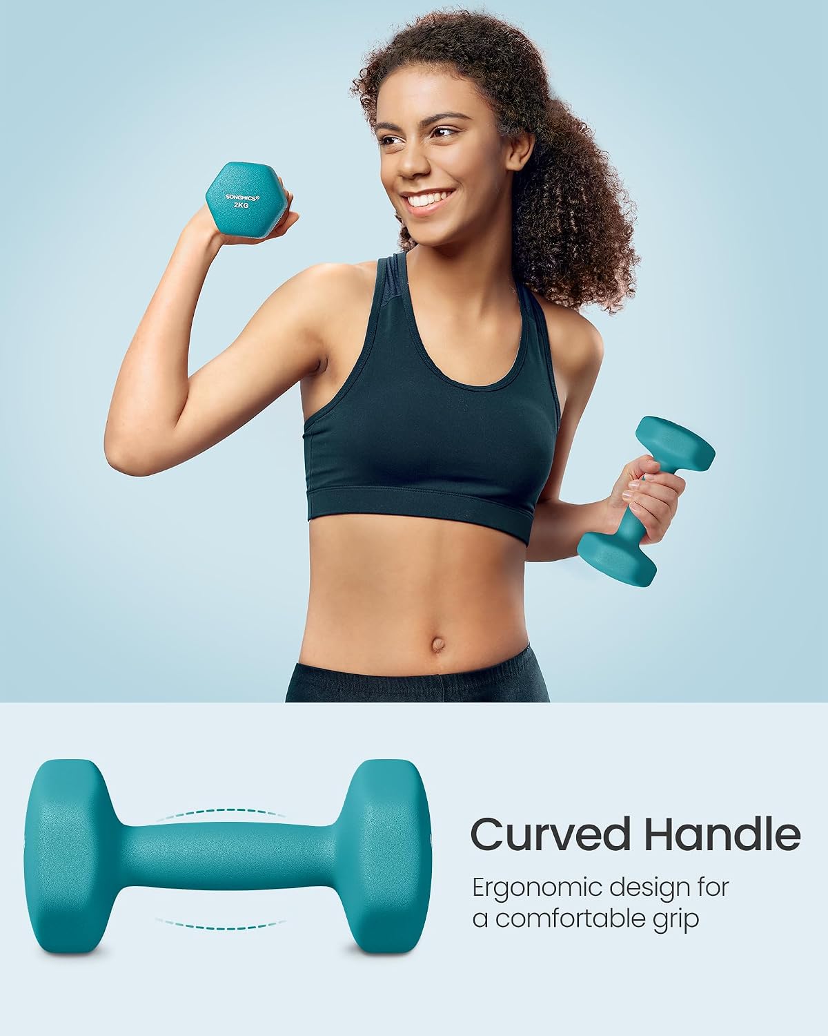 SONGMICS Weight Lifting Dumbbell Kit with Storage Stand, for Fitness, Vinyl Coated - Image 3