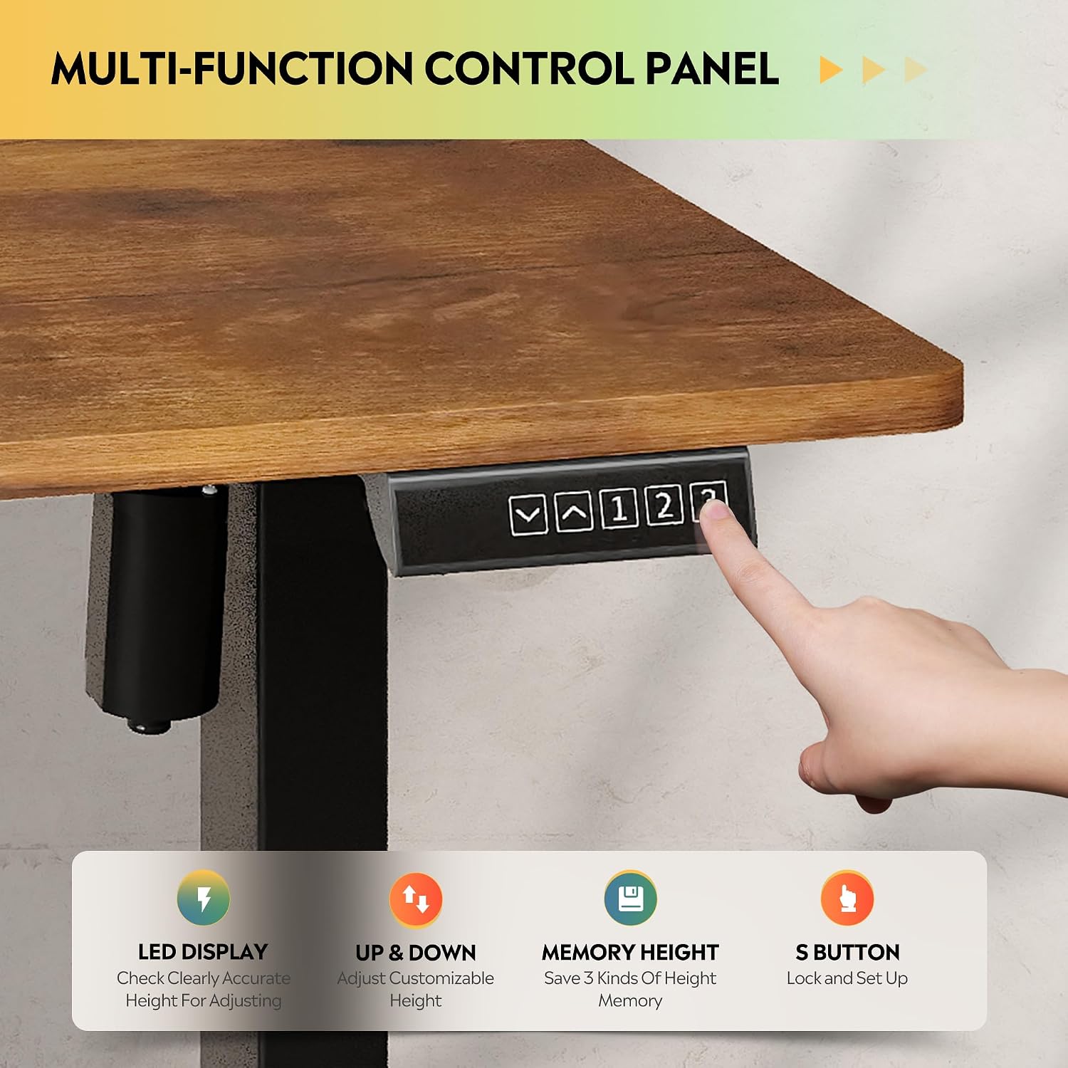 DEVAISE Electric Standing Desk Height Adjustable 120×60 cm, Sit Stand Desk with Memory Smart Pannel, Splice Board, Quiet Operation, Sturdy Metal Frame for Home Office, Brown - Image 4