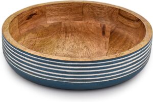 Mango Wood Fruit Bowl Rustic Blue F...