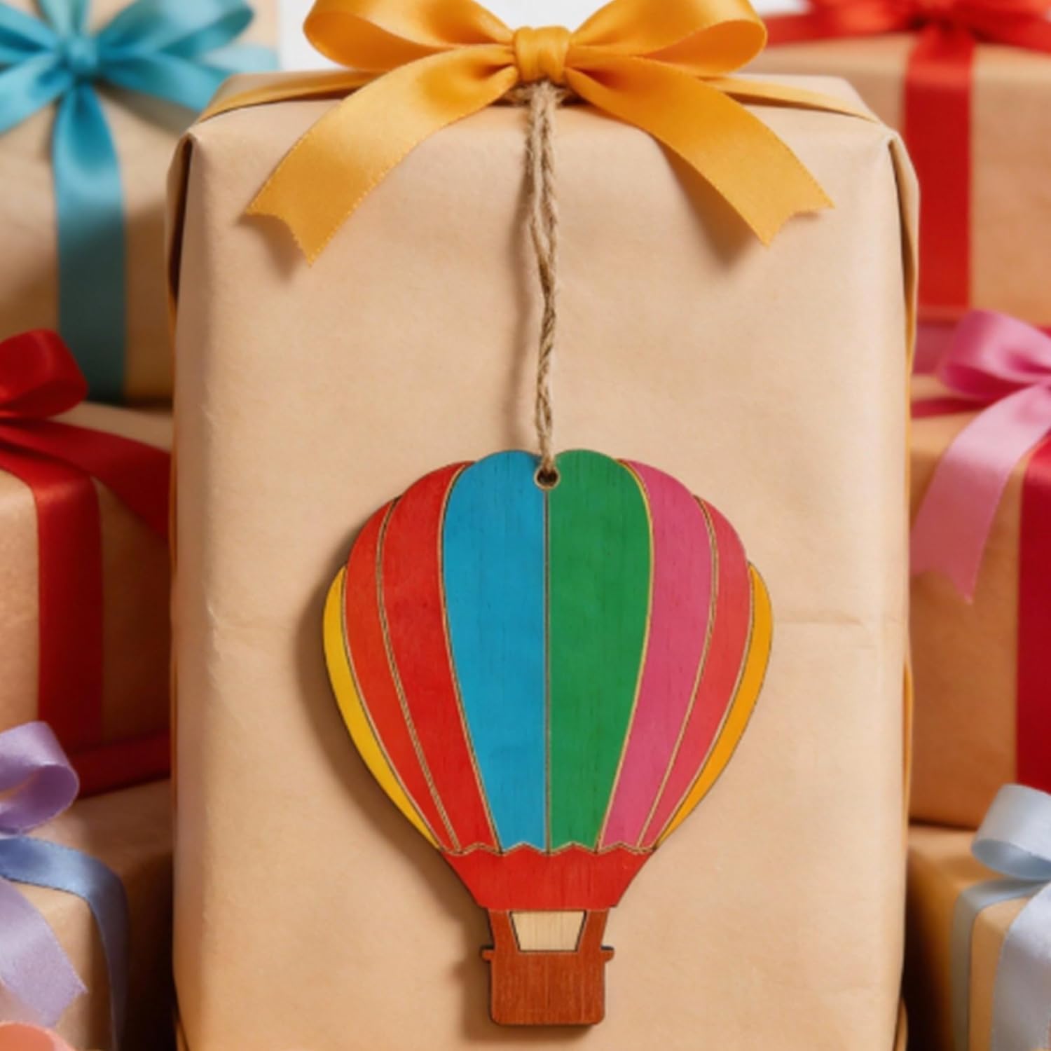 20 Pcs DIY Blank Wooden Hollowed-Out Hot Air Balloons | Twin Art Style | Christmas/Wedding/Birthday Party Holiday Decorative Ornaments - Image 4