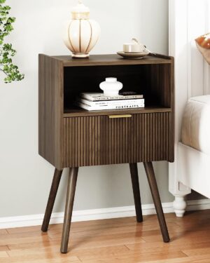 JERX Modern Bedside Table with Stor...