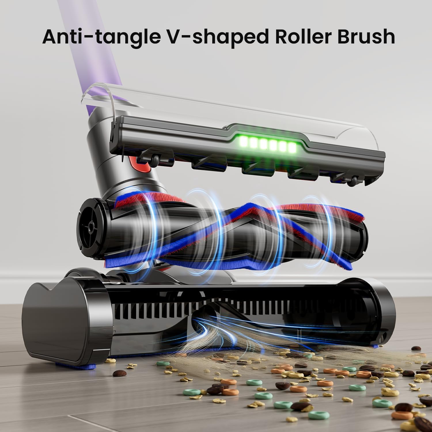 Cordless Vacuum Cleaner 600W 50Kpa 70Mins, Stick Vacuum with Hurricane Mode, Anti-Tangle, OLED Touch Screen, Wall-mounted Charging, 1.8L Cup, Self-Standing Vacuum Cleaner for Home Pet Hair Carpet - Image 4