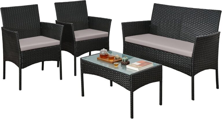 rattanstar Rattan Garden Furniture Sets, Garden Table and Chairs Set 4