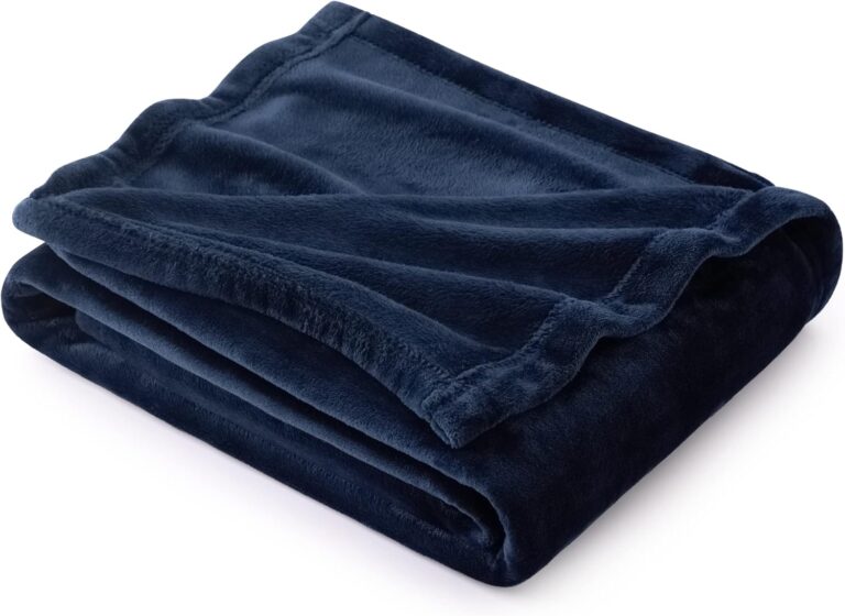 Bedsure Fleece Throw Blanket for Sofa - Flannel, Navy Blue, 130x150 cm