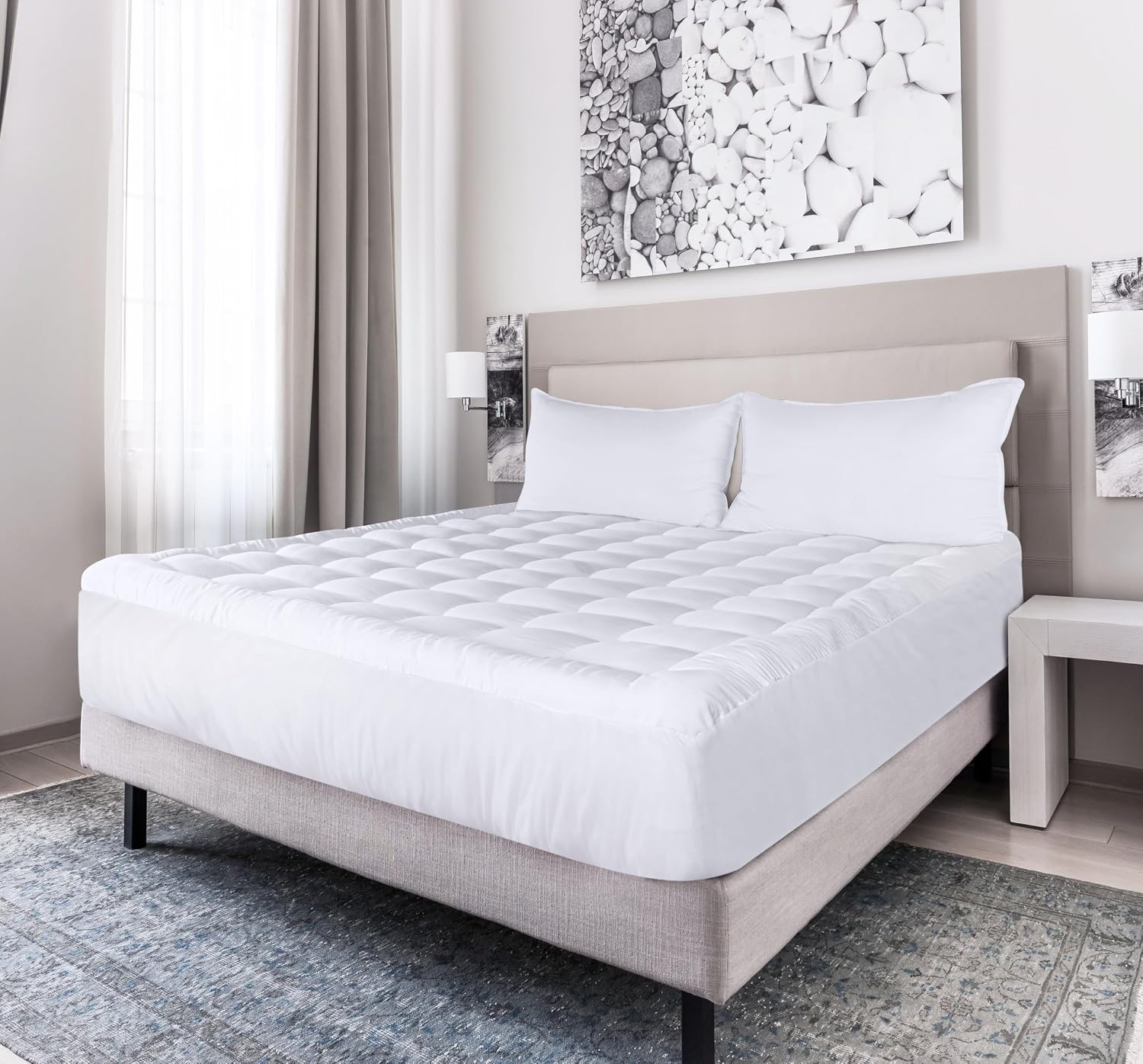 Utopia Bedding Mattress Topper Queen, Quilted Mattress Pad with Elastic Corner Straps, Deep Pocket Fit Up to 16 inches, Microfiber Filled Bed Topper, Soft & Comfortable - Image 7