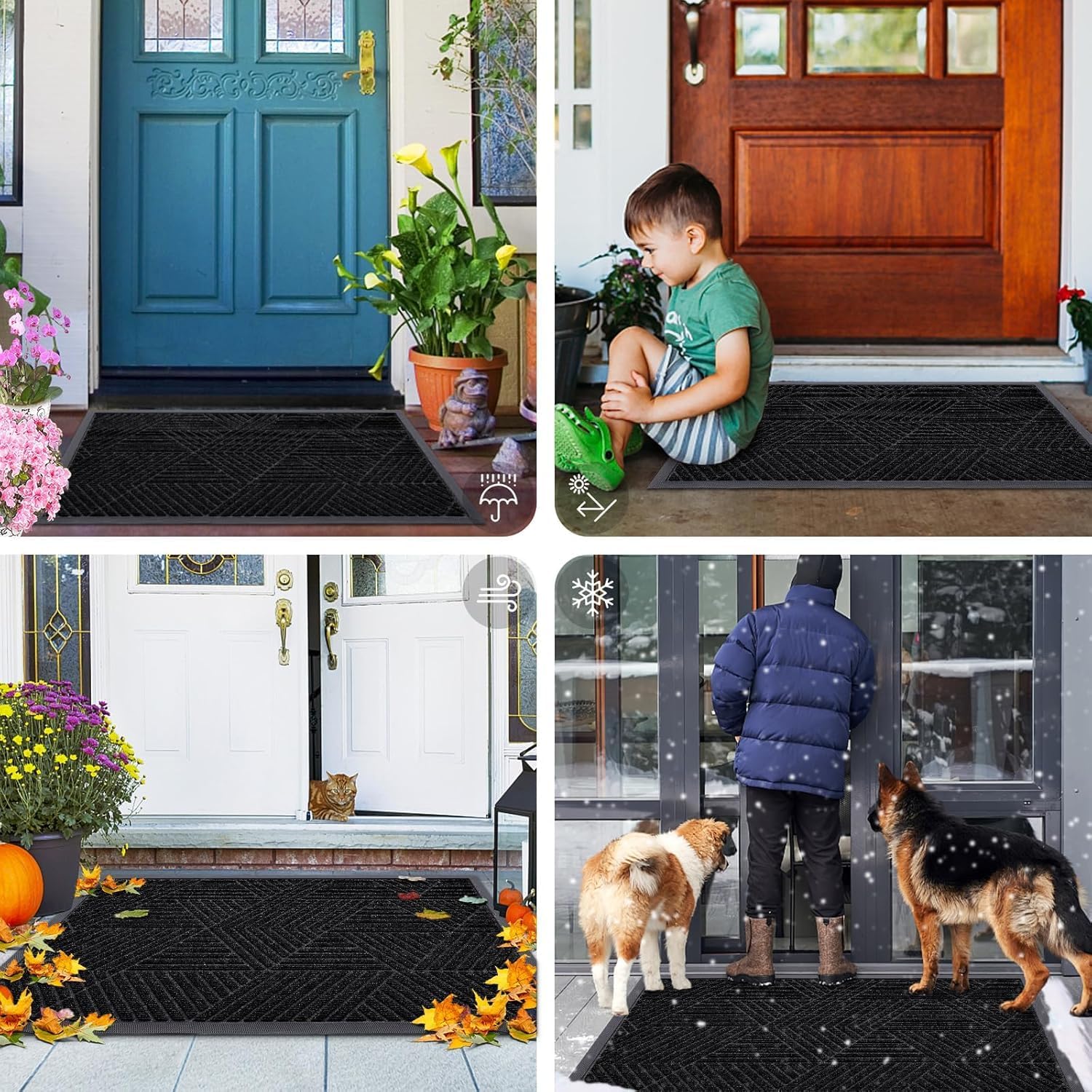 smiry Heavy Duty Door Mat, Non Slip Door Matts Indoor, 43x76cm, Black - Image 7