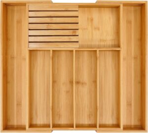 VaeFae Bamboo Cutlery Drawer Organi...