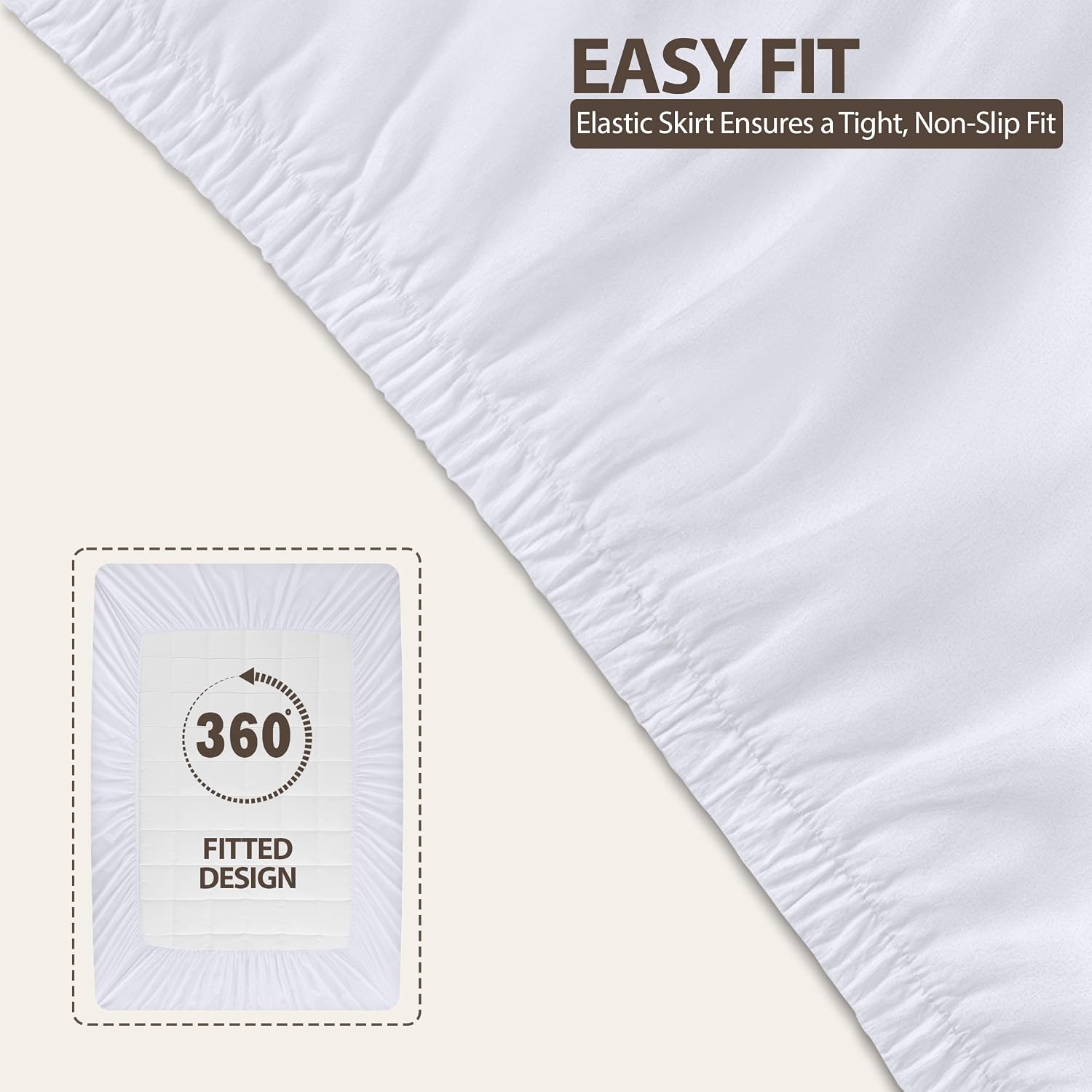 Utopia Bedding Mattress Topper Queen, Quilted Mattress Pad with Elastic Corner Straps, Deep Pocket Fit Up to 16 inches, Microfiber Filled Bed Topper, Soft & Comfortable - Image 6