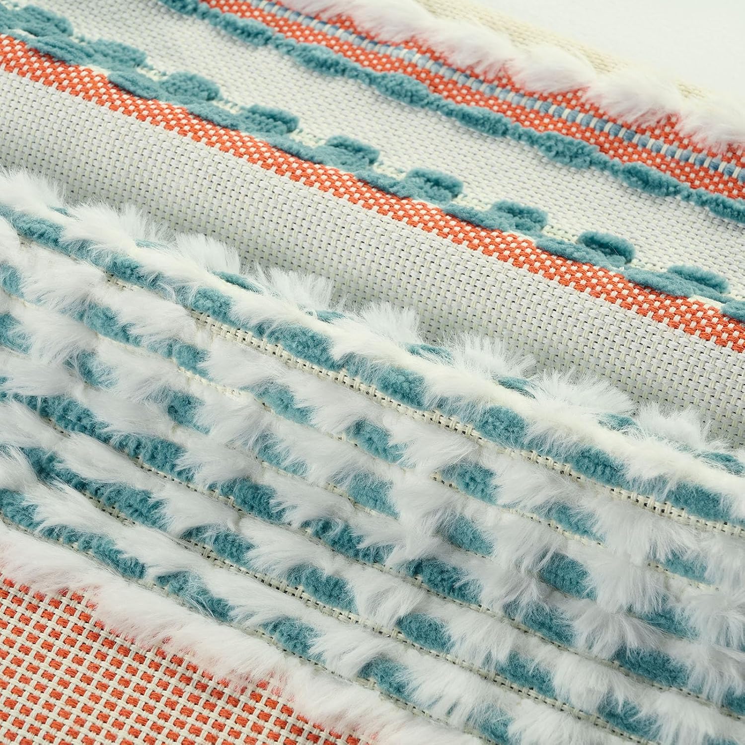 FUTEI Set of 2 Chenille Tufted Cushion Covers 45x45 cm,Teal - Image 2