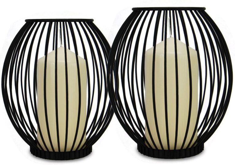 Set of 2 Black Birdcage Candle Holders|Decorative Lanterns