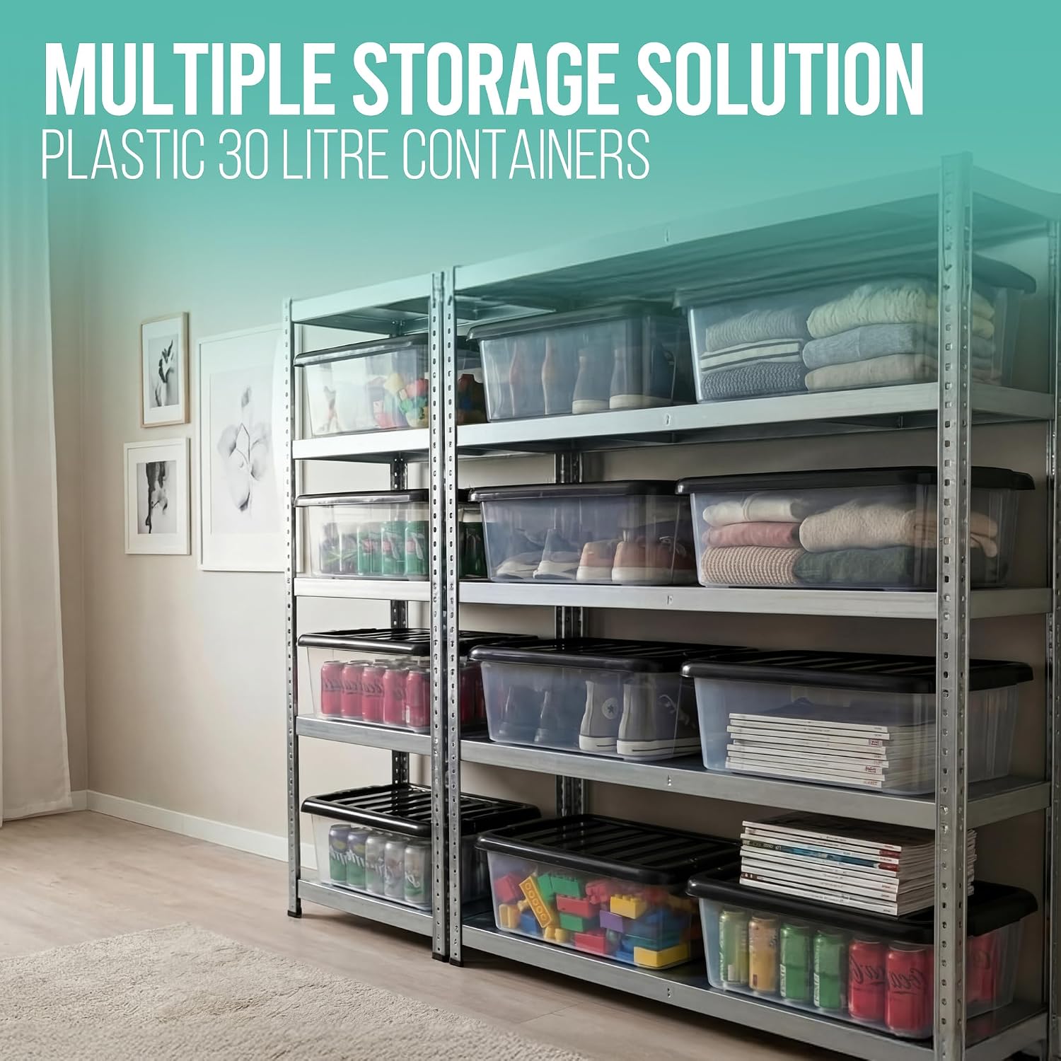 KLASS 4 PCS 30L Plastic Storage Boxes with Lids, Clear Underbed Storage Box - Image 7