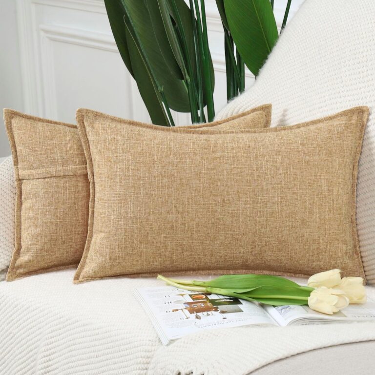 Madizz Set of 2 Faux Linen Cushion Covers 12x20 inch, 30x50 cm, Beige Soft Decorative Couch Pillows for Bed Pillowcases for Sofa Livingroom Home Decor