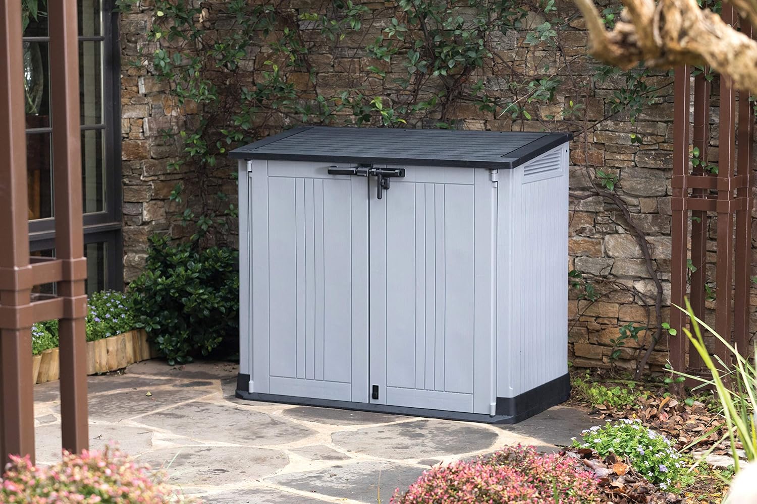 Keter Store It Out Nova Outdoor Garden Furniture Storage Shed Light Grey with Dark Grey Lid | Fade Free | All Weather Resistant | Safe and Secure | Zero Maintenance | 5 year Warranty - Image 3