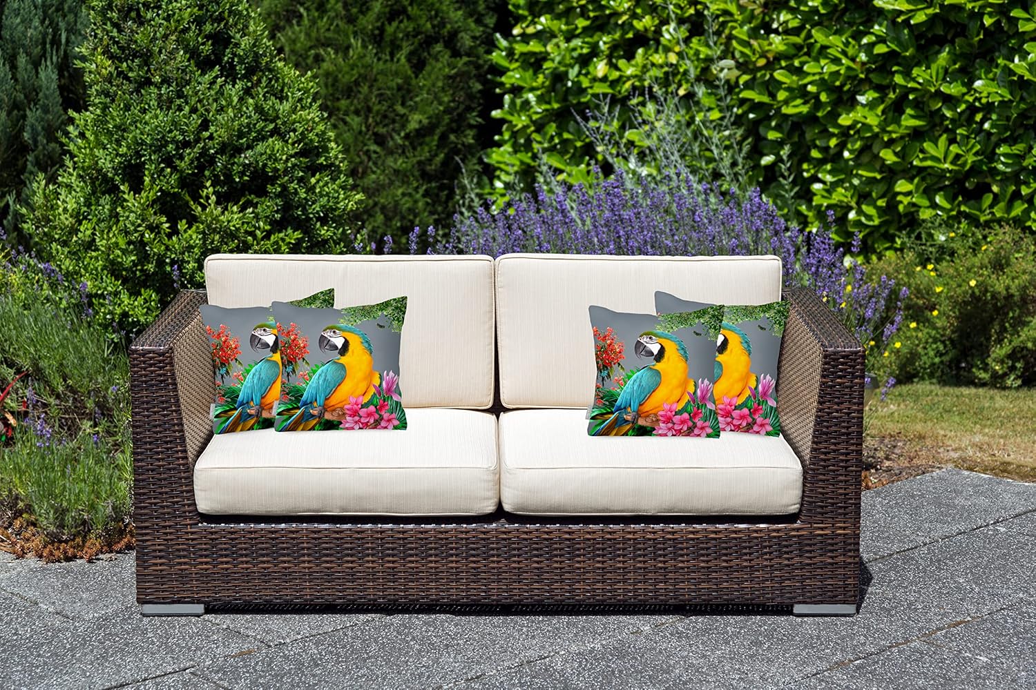 Izabela Peters Waterproof Cushions, 43 cm, Filled Outdoor Cushion, Princely Parrot - Grey, Garden Furniture Cushions - Image 5