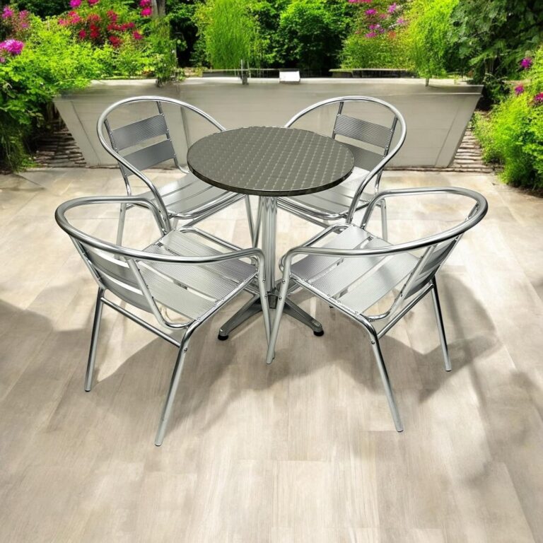 Aluminium Garden Furniture Set, Aluminium Bistro Furniture, 4 x Chairs, 1 x Table