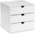 OSCO White Hi-Gloss ABS Plastic Cube – 3 Drawer Small Item Storage, Stackable Compact Organiser for Brick Sorter, Makeup, Jewellery – 16.5cm x 16.5cm (6.5 x 6.5 Inch)