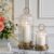 5″ & 4″ Metal Candle Holder with Ribbed Glass Candle Lanterns Set of 2, Vintage Windproof Hurricane Pillar Candle Holder, Decorative Table Centerpiece Patio Decor, Brass