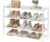 SONGMICS Bamboo Shoe Rack, 3-Tier Stackable Space-Saving Storage Shelf for Entryway, Living Room, Bedroom, Garage, Holds 12-16 Pairs, 25 x 70 x 51.5 cm, Cloud White LBS053WZ01