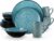 vancasso Bubble Green Dinnerware Sets, 16 Piece Reactive Glaze Plates and Bowls Set, Mediterranean Style Stoneware Dinner Set, Dishwasher & Microwave Safe Crockery Sets for 4 People
