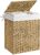 SONGMICS Laundry Basket, 90L Synthetic Rattan Storage Basket with Lid and Handles, Wicker, Foldable, Removable Liners, for Blankets, Clothes, Living Room, Bedroom, Laundry Room, Natural Colour LCB51NL