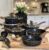 Kitchen Academy Induction Hob Pans Set, 12-Piece Black Granite Cookware