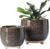 LE TAUCI Ceramic Plant Pots, 12 + 16 cm Footed Pots for Plants, Cute Modern Flower Pots for House and Office, Small Indoor Planters with Drainage, Reactive Glaze Black