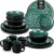 vancasso 16-Piece Dinner Set with Mugs, Stoneware Crockery Set for 4, Green